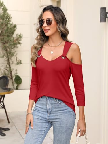 Blouse col en V manches 3/4 masquant les bras avec style - 3