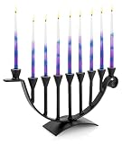 Stur-De Hanukkah Menorah 9-Branch Hanukiah - Decorative Menorahs for Chanukah, Handcrafted Iron Cand