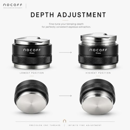 Image of Coffee Distributor Tamper 51mm Stainless Steel Depth Adjustable | Even Tamping for Consistent Espresso, Smooth Leveling Action, Durable Steel Build, Quick Prep, Easy Clean