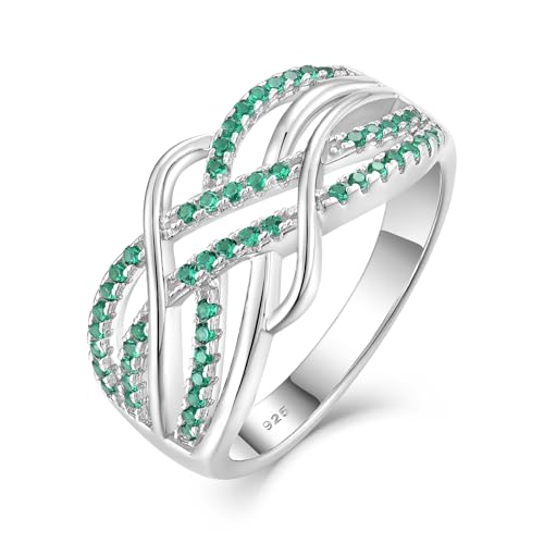 Promise Ring for Her Celtic Knot 925 Sterling Silver Infinity Twisted Ring Cubic Zirconia Statement Anniversary Band Rings for Women