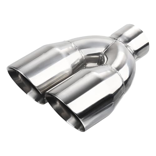 LCGP 2.5 Inch Dual Exhaust Tip 2.5 Inlet 3.5 Outlet 9.25 Length Polished Stainless Exhaust Tip Double Wall Weld-on Angle Cut Tailpipe for Car Truck