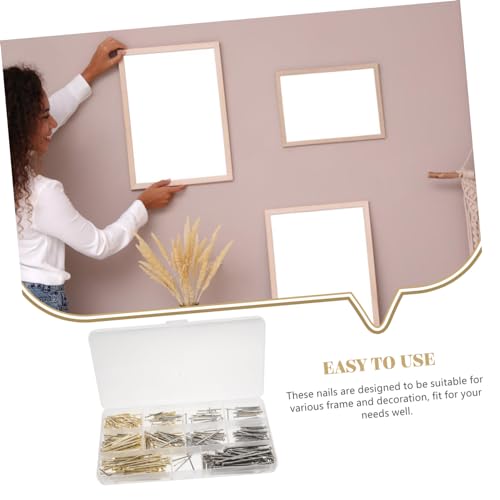 Image of Picture Frame Nails Assortment Kit 400pcs Heavy Duty Wall Hanging Nails Iron Hardware for Decorative Frames