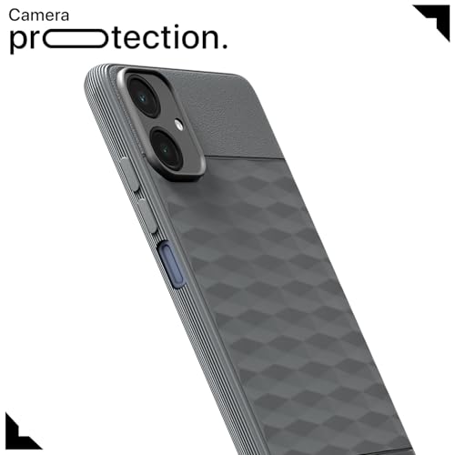 Image of Pikkme Back Cover for Samsung Galaxy A06 Soft Grip 3D Hexa Cube Texture Silicone Bumper Case (Grey)