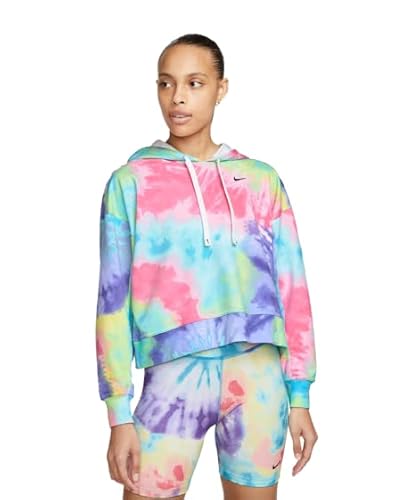 Nike Get Fit Women's French Terry Tie-Dye Training Hoodie (Arctic Punch, Large)