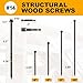 #14 x 6 Wood Structural Screws 100 Pack Hex Head Lag Screws, Rust Resistant Timber Screws for Timber/Log/Landscaping Wood (Black)