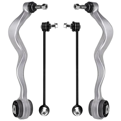 Image of Detroit Axle - 4pc Front End Control Arms Kit for BMW 525i 528i 530i 535i 545i 550i M5, 2 Lower Forward Control Arms w /Ball Joints 2 Stabilizer Sway Bars Replacement