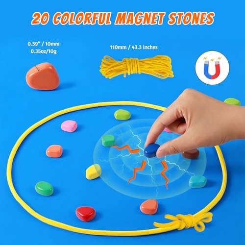 Gimtsui 2026 Magnetic Chess Game with String, 20 Colorful Magnet Stones — view 2