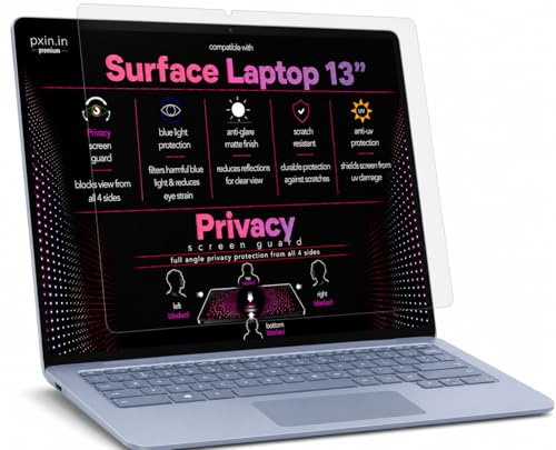 Image of Pxin 360 Pro Privacy Screen guard compatible with Surface Laptop 13 inch | Anti Glare | Anti UV | Anti Blue | Anti Reflection | Privacy Filter | Unbreakable Build
