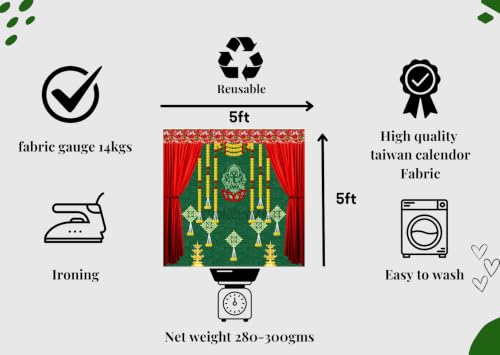 Image of varalakshmi Backdrop Cloth for Decorations Pooja | Ganapati backdrops Decoration | puja Backdrop Decoration Cloth | Backdrop Cloth for Decorations Pooja (gr Ganesh(5x5 ft))