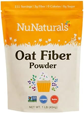 Nunaturals Oat Fiber Powder, All Natural Non-GMO, 1 lb