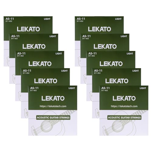 LEKATO Acoustic Guitar Strings Phosphor Bronze Coated Acoustic Guitar Strings with Ball End 10 Set...