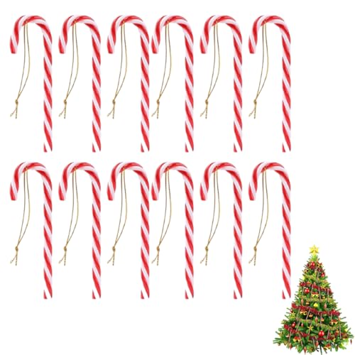 ZORVYN 12 unidades Bastones de Caramelo Adornos para Árboles de Navidad, Muletas Plásticas Colgantes con Cordón, Adornos Navidad para Decoración Festiva (Rojo y Blanco) ZORVYN 12 unidades Bastones de Caramelo Adornos para Árboles de Navidad, Muletas Plásticas Colgantes con Cordón, Adornos Navidad para Decoración Festiva (Rojo y Blanco)