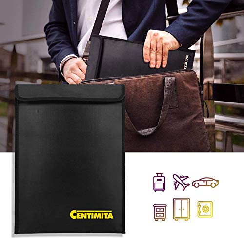 Fireproof Document Bag Waterproof Safe Folder - 2000℉ Money Bag With Zipper And 3 Document Protectors, 15”X11” Fire Proof/Waterproof Safe Bag, Important Document Holder, Fireproof Pouch,Fire Envelope #TOP4
