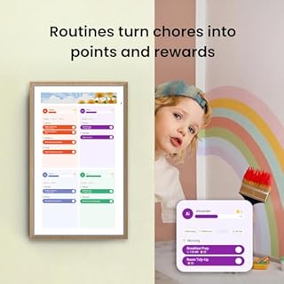 Apolosign 15.6-inch Digital Calendar : Dual Mode Smart Wall Planner, No Subscription, Install Apps, Sync Calendars, Electronic Touchscreen Interactive Display for Family Schedules, Chore Chart - with Stand (Teak)