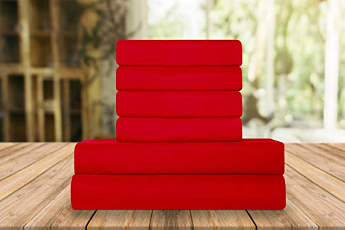 Elegant Comfort Luxury Soft Bed Sheets 1500 Premium Hotel Quality Microfiber Softness Wrinkle and Fade Resistant (6-Piece) Bedding Set, Queen, Candy Apple Red