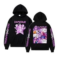 BOSSETY K pop Demon Hunters Merch Hoodie, Unisex Damen Herren Erwachsener Hip Hop Y2k Streetwear, Huntrix Langarm Pullover Sweatshirt für Halloween Karneval Party
