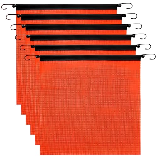 cobee 6 Pcs 18 x 18 In Safety Flags for Trucks, Oversize Load Orange Warning Flags with Bungee Cord