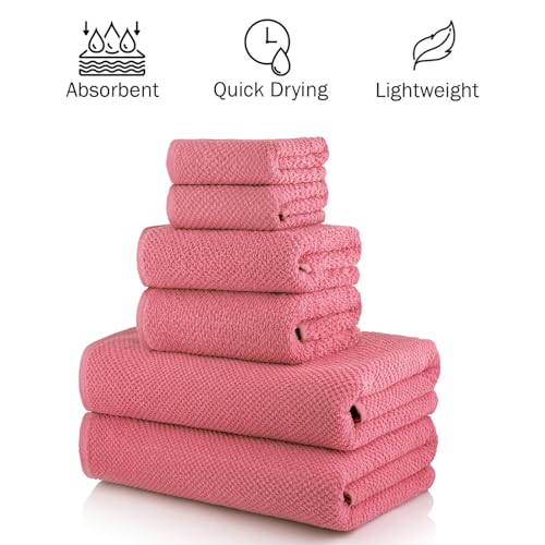 Set de toallas de 6 piezas Casa Copenhagen en rosa pastel ideal como elegante regalo de baño 4