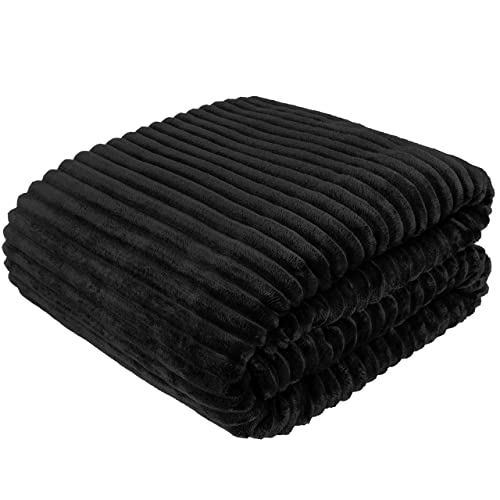 Cotton Market Couverture 170x210 cm cm - Plaid Canape - Couverture Polair pour Salon et Chambre à Coucher - Couverture Chaude - Doux au Toucher - Noir