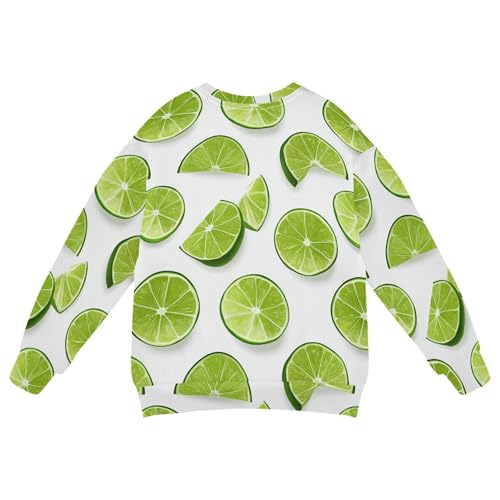 JUNZAN Fresh Lime Fruit White Big Girls Sweatshirts Hoodies Long Sleeve Sweatshirt With Hoodie Party 4T2