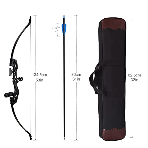 The7Box 40Lb 53" Archery Set,Recurve Bows For Adults Right Hand With 6 Mixed Carbon Arrows, 3 Broadheads, Arrow Holder, Single Needle Sight For Beginner Outdoor Hunting And Target Practice #TOP1