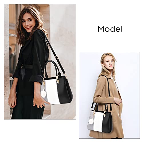 Image of Women Handbags Large Tote Shoulder Bag Crossbody Bag for Women Color Stitching Top Handle Satchel Hobo 2pcs Purse Set