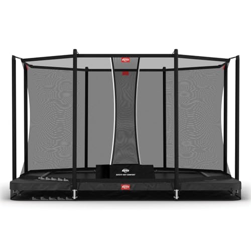 BERG Ultim Favorit InGround Trampolin rechteckig 410 cm | Grau | Mit Sicherheitsnetz Comfort | Airflow Sprungtuch | UV-beständige Randabdeckung | Robuster, pulverbeschichteter Stahlrahmen