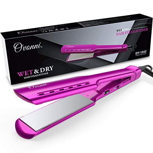Ovonni Nano Titanium Hair Straightener Dual Voltage 1 3/4 Inch Wide Plate Flat