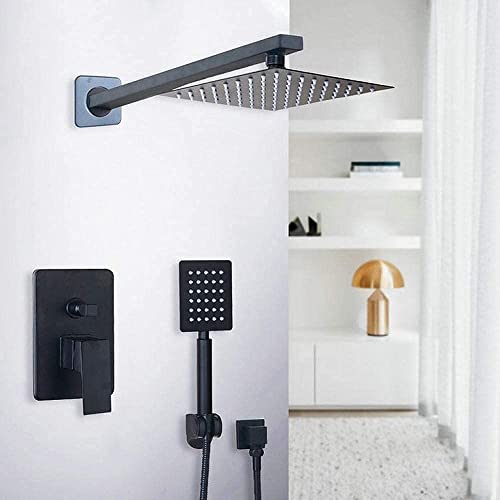 Ensemble de douche effet pluie avec sa pomme de douche ultra-mince noire