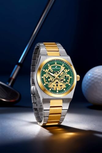 Image of Daniel Hechter Paris Austerlitz Collection Skeleton Style Analog Watch for Men with Luminous Hands and Stainless Steel Strap - Mechanical-Inspired.