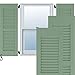 Ekena Millwork RW101LV12X67TGH Two Equal Louver Exterior Wood Shutters, 12"W x 67"H, Track Green