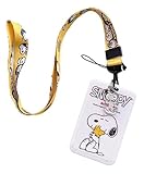 Snoopys Cartoon Dog Sitting Holding Woodstock Characters Id Holder Lanyard Keychain