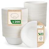 Love Nature Ökologische Einweg Suppenschalen aus Zuckerrohr Schnitzel - (350ml - 200 Stück) Suppenschüssel mit Langanhaltender Wärmespeicherung