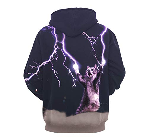 Unisex Lightning Cat Animals Sweater Battle Coloured Drawing Lovers Pullover Hoodie Printed 3D Sweatshirt2