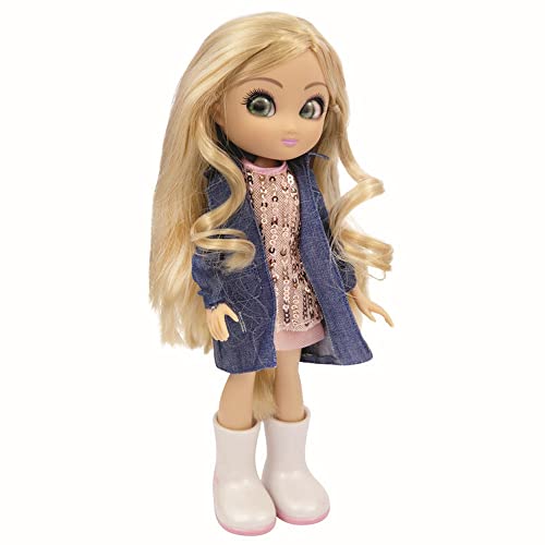Unique Eyes - Muñeca Amy, Fashion Doll, Ojos Que te siguen de Color Verdes, Vestida con un Estilo de Ropa Moderno, Tiene el Pelo Rubio y Largo, Desde 3 años, 3 Modelos Diferentes, Famosa (MYM00100)