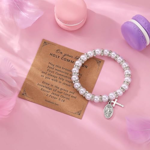 Korotho First Communion Confirmation Baptism Gifts for Girls Boys, Cross Bracelets for Her Him Christian Religious Gift Christening Communion Jewelry Favor for Goddaughter Daughter Son3