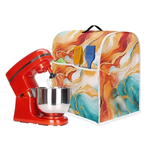 Psesaysky Marble Mixer Cover Dustproof Cloth Cover for Mixers Kitchen Accessories Decor with Pockets Compatible with Most Mixer L Size