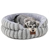 ZAKAPAWS Cat Bed Puppy Bed - Washable Round Cat Beds for Indoor Cats, Soft Corduroy Fleece Pet Bed for Puppy and Kitten with Removable Double Sided Inner Cousion, 23', Grey