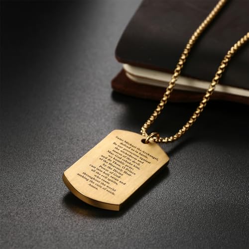Collier Saint Michel homme en acier pendentif archange catholique - 6