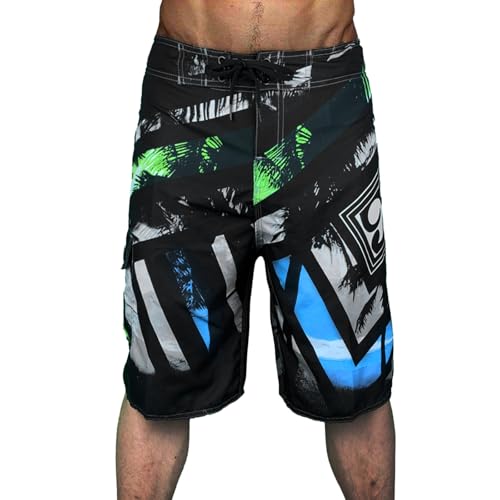Herren-Shorts aus Polyester, 2XL, Freizeit- und Fitnessmode, Übergröße, fünf schnelltrocknende Strandhosen, Strandkleidung für Männer, Schwarz , XXL