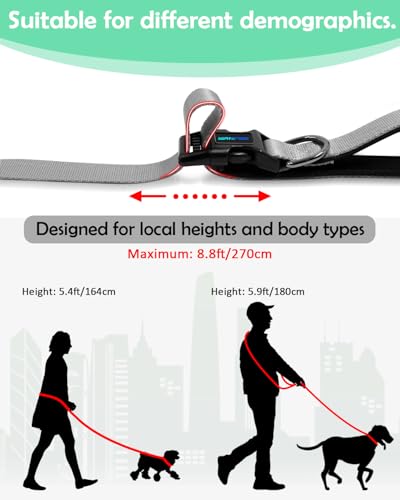 WANFIRE Freihandleinen für Hunde, Hundeleine für Mittelgroße Hund,Joggingleine Hunde Zum Gehen Joggen Laufen Training Dog Leash. (1.5-2.7m)