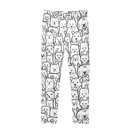 Cat Line A Girls Leggings Athletic Pants Tights Stretch Bottom