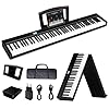 TERENCE Folding Piano Keyboard 88-key Semi-weighted Keyboard 1800mAh Battery 10W Speaker Foldable Portable Piano Suitable for Professional&Beginner, Bluetooth and MIDI Interface