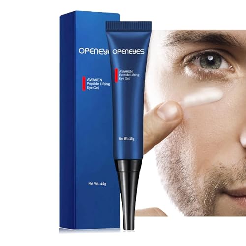 AKARY Awaken Peptide Depuffing Eye Gel Lifts Firming Eye Tightener Mens Moisturizing Eye Cream Hydrating Gel Smooths Under Eyes for Dark Circles Puffiness Fine Lines & Bags
