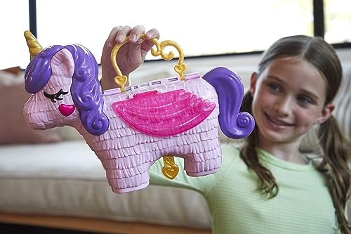 Polly Pocket Micro, Unicorn Party Playset, Pink Unicorn Toy with Purple Hair, 25 Toy Surprises Inside, Toys for Ages 4 and Up, One Polly Pocket Playset, GVL88