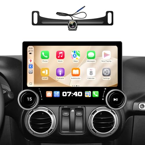 11.5" Dual Knob Android 13 Car Stereo for Jeep Wrangler JK (2007-2018) Dodge Ram 1500 (2009-2012) - 4G+64G Radio Upgrade with Wireless CarPlay Android Auto, QLED Touch Screen