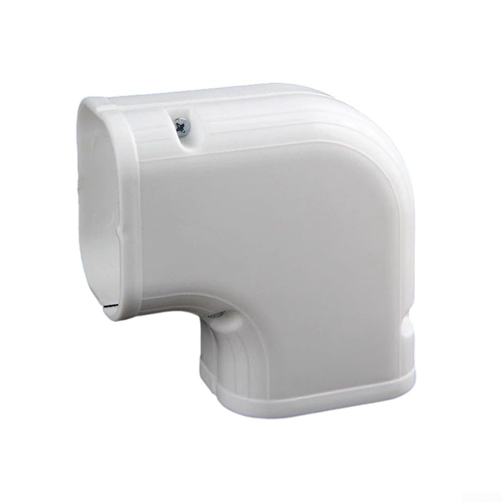 PVC Air Conditioner Line Cover Set, Indoor and Outdoor Decorative Ducting Kit with Straight Pipes Flexible Hose Elbows and Connectors, White 75x65mm(horizontal elbow)