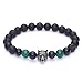 Karseer Antique Silver Viking Wolf Healing Crystal Stress Relief Energy Stone Stretch Bracelet Black Natural Onyx Lava Blue Sandstone Green Agate Beaded Animal Friendship Jewelry Gift 7