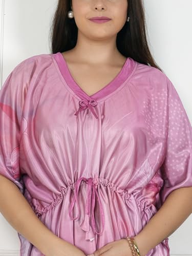 Image of Women's Printed Satin Blend Kaftan Nighty /Nightgown /Nightwear /Maxi WSR-185