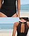 Tempt Me Women One Piece Swimsuit Black High Neck Plunge Ruched Tummy Control Bathing Suit L